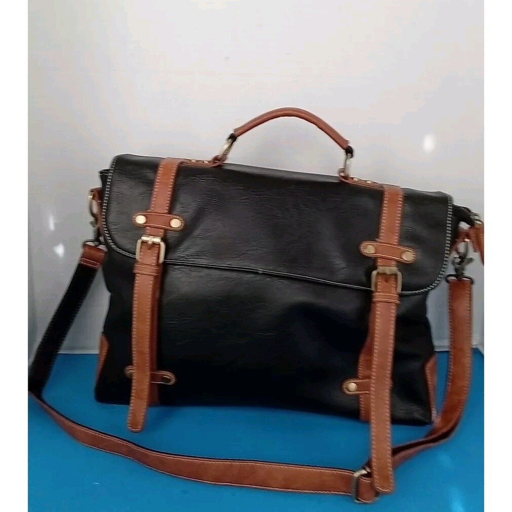 Kenox Leather briefcase for men 16 inch laptop messenger bag  satchel compute...